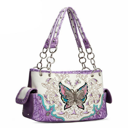 Butterfly Floral Women Purse with Matching Wallet Set