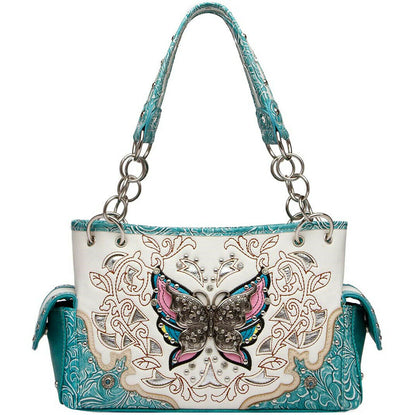 Butterfly Floral Women Purse with Matching Wallet Set