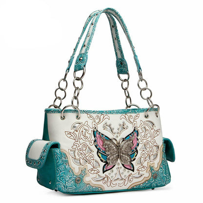 Butterfly Floral Women Purse with Matching Wallet Set