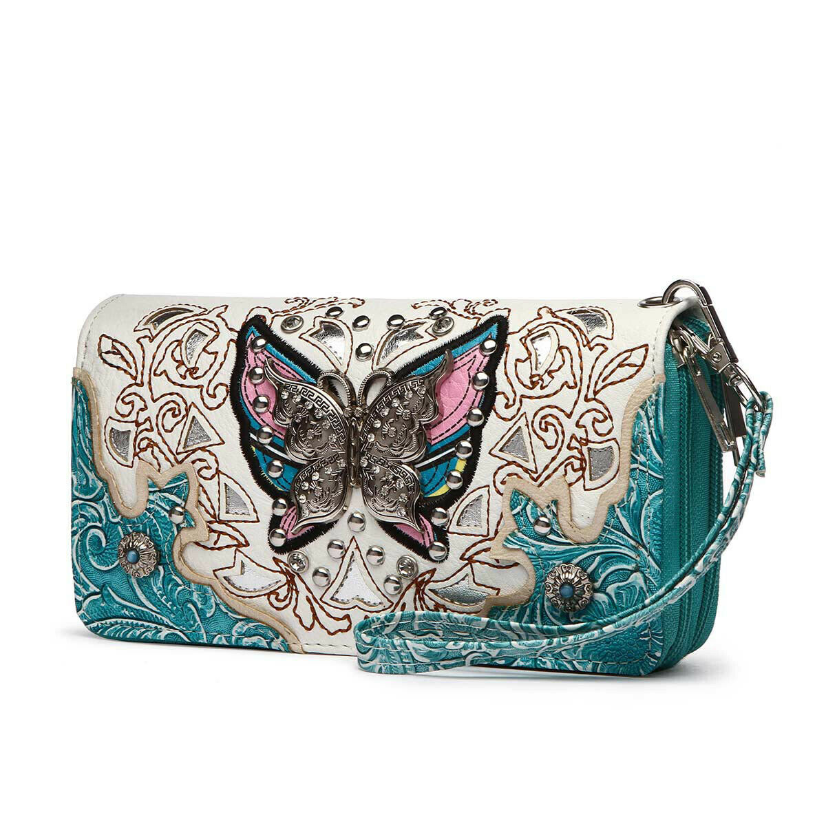 Butterfly Floral Women Purse with Matching Wallet Set