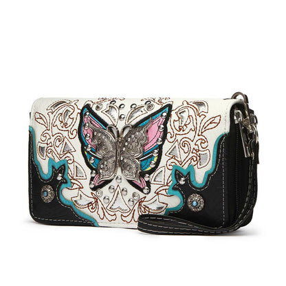 Butterfly Floral Women Purse with Matching Wallet Set