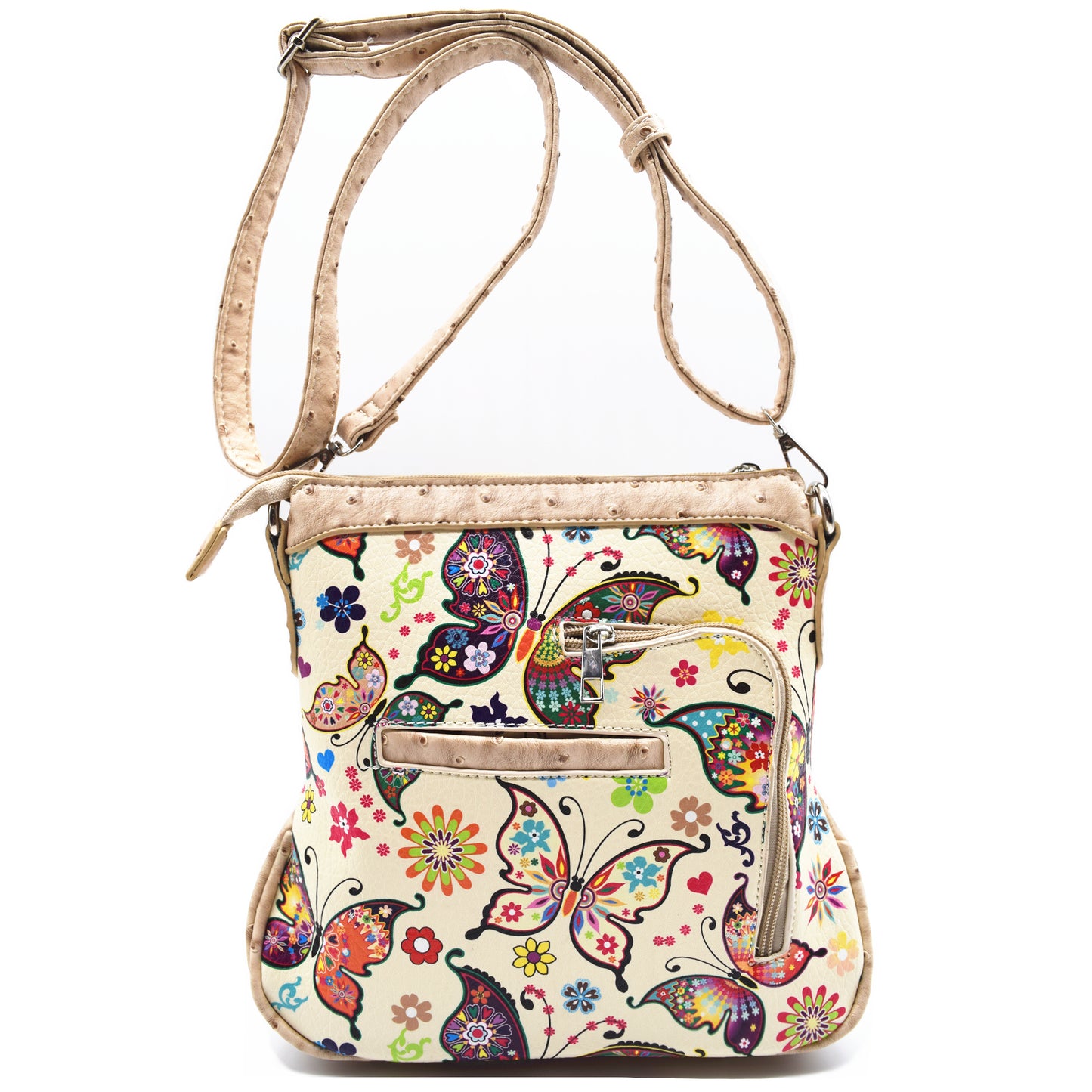 Colorful Butterfly Women Crossbody Bag with Mini Wallet Set