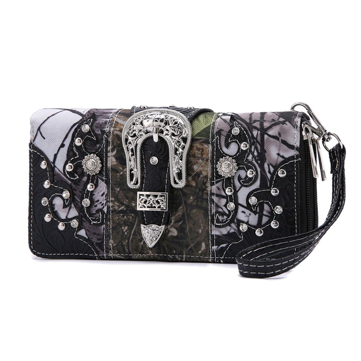 Camouflage Buckle Women Purse with Matching Wallet Set