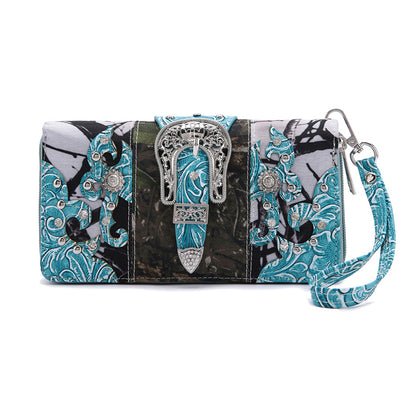 Camouflage Buckle Women Purse with Matching Wallet Set