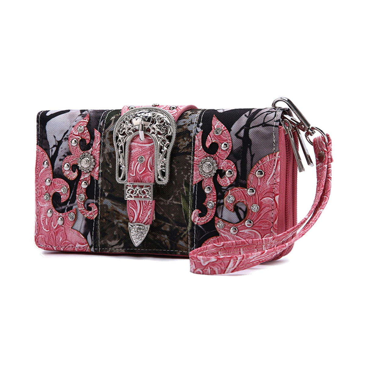 Camouflage Buckle Women Purse with Matching Wallet Set