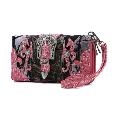 Camouflage Buckle Women Purse with Matching Wallet Set