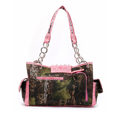 Camouflage Buckle Women Purse with Matching Wallet Set