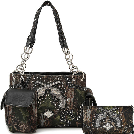 Camouflage Double Pistol Women Crossbody Bag