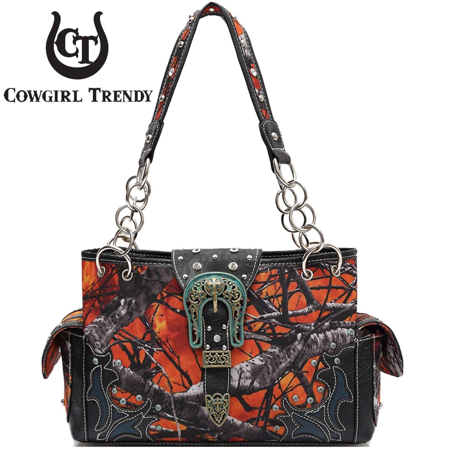 Camouflage Buckle Women Purse with Matching Wallet Set