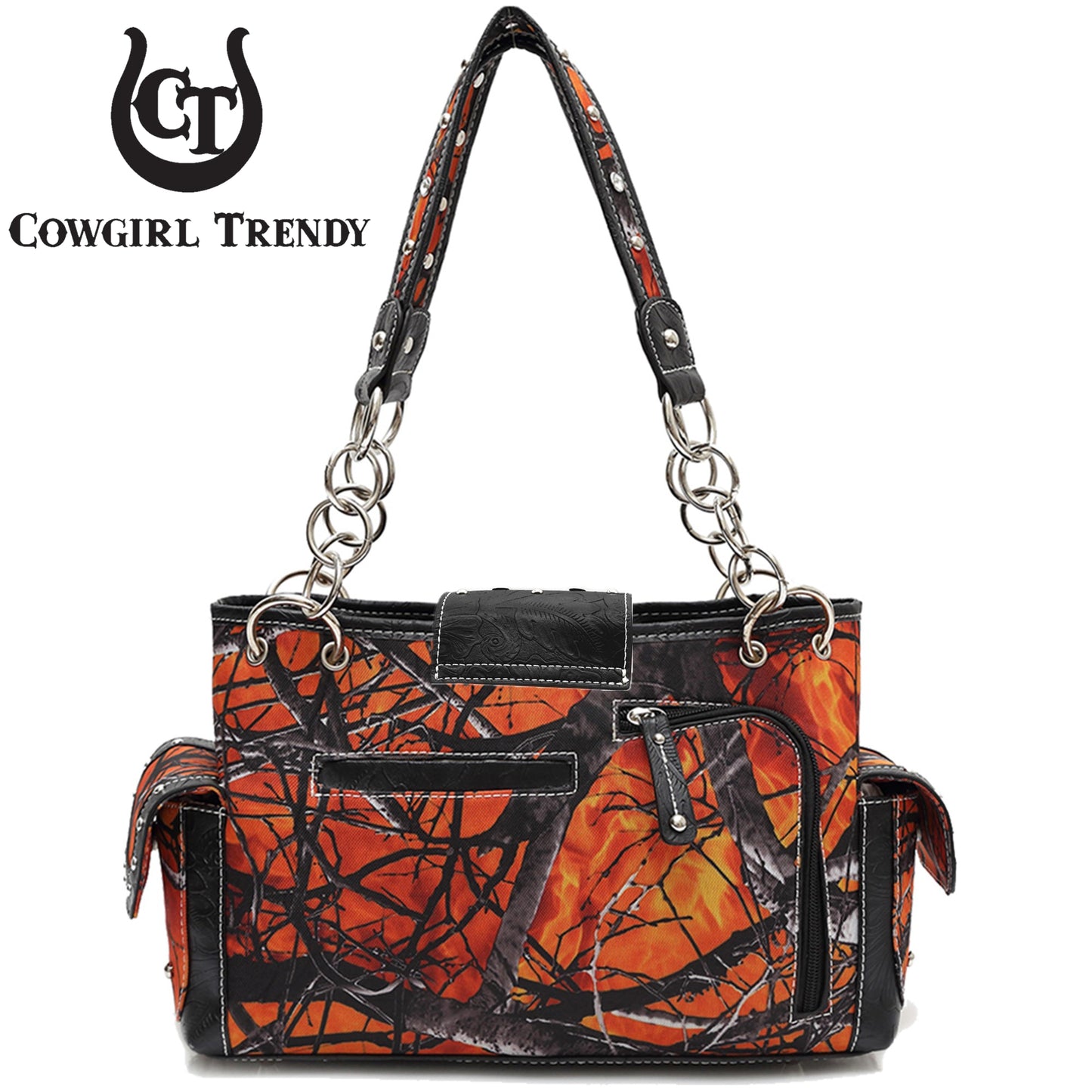 Camouflage Buckle Women Purse with Matching Wallet Set