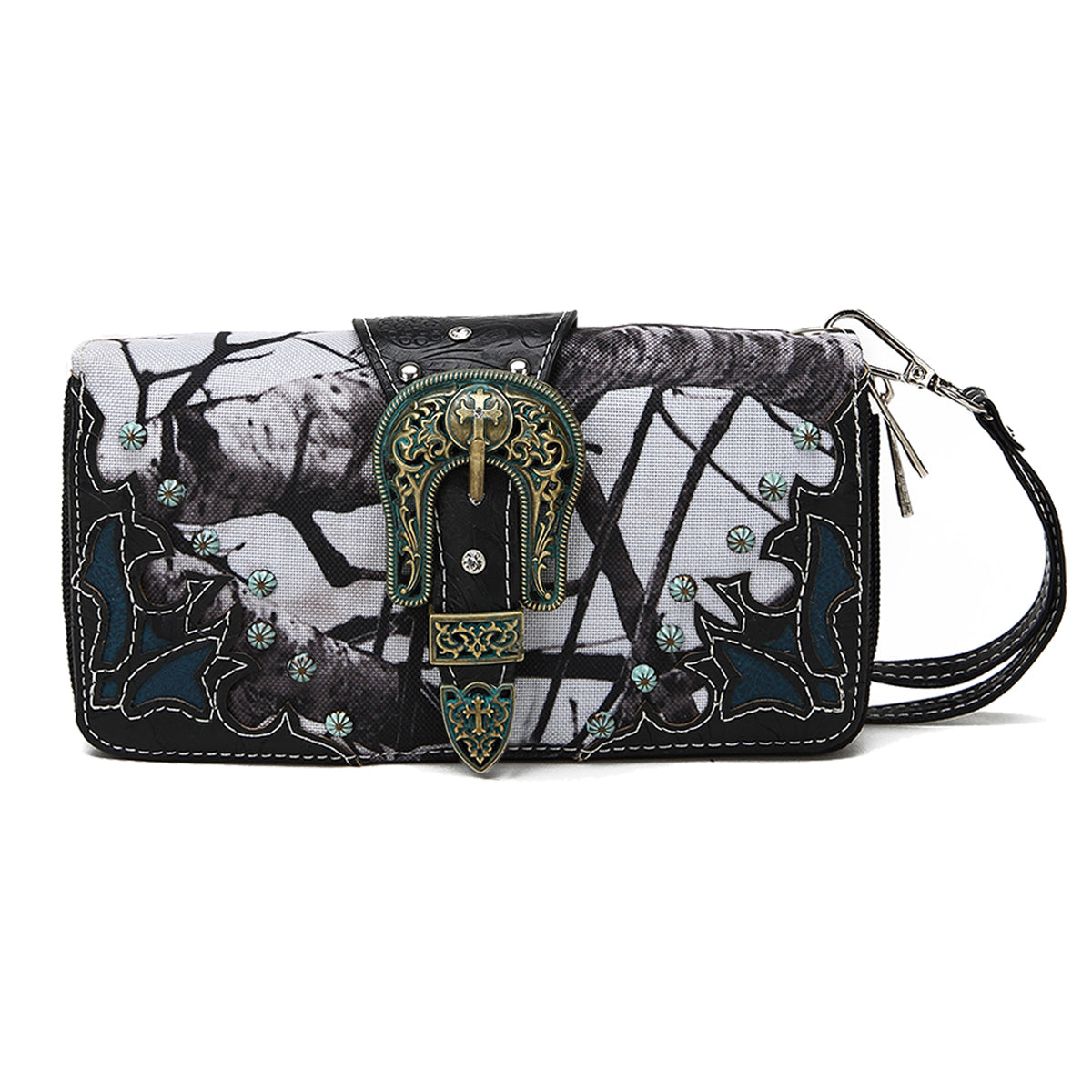 Camouflage Buckle Women Purse with Matching Wallet Set