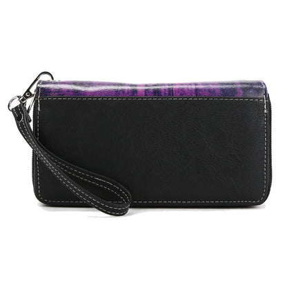 Dragonfly Western Style Women Double Zipper Wallet