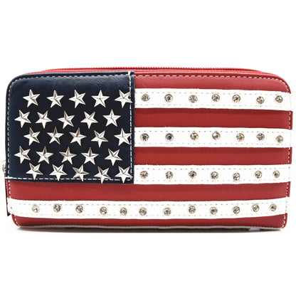 USA Flag Women Purse with Matching Wallet Set