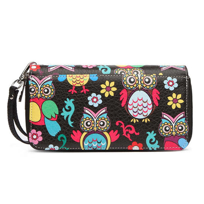 Owl Western Style Women Double Zipper Wallet