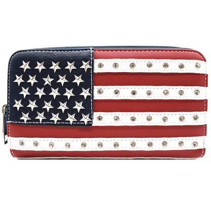 USA Flag Women Purse with Matching Wallet Set