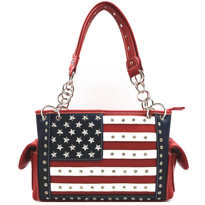 USA Flag Women Purse with Matching Wallet Set