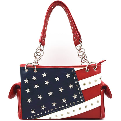 USA Flag Women Purse with Matching Wallet Set