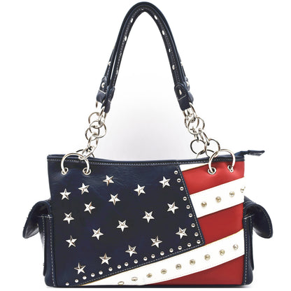 USA Flag Women Purse with Matching Wallet Set