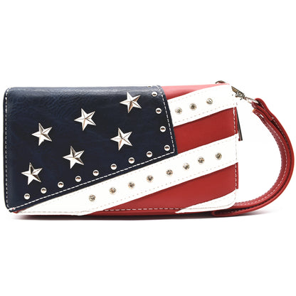 USA Flag Women Purse with Matching Wallet Set