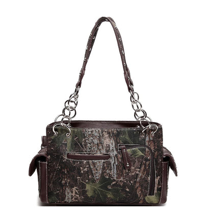 Camouflage Cross Wings Women Purse with Matching Wallet Set